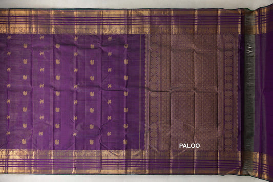 Deep Violet Purple Vintage Kanjivaram Silk Saree paloo