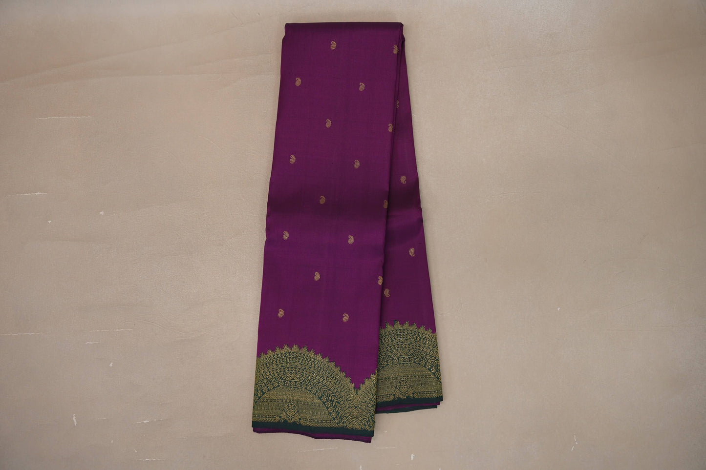 Grape purple with Deep Bottle Green Vintage Kanjivaram Silk Saree by Shreenivas Silks PSSR019320