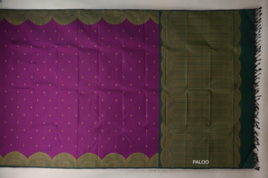 Grape purple with Deep Bottle Green Vintage Kanjivaram Silk Saree by Shreenivas Silks PSSR019320