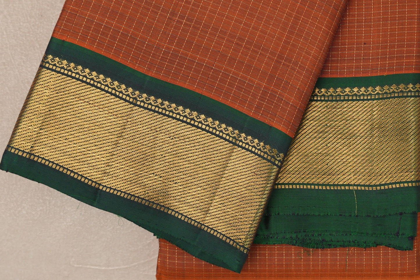 Burnt Orange Vintage Kanjivaram Silk Saree borders