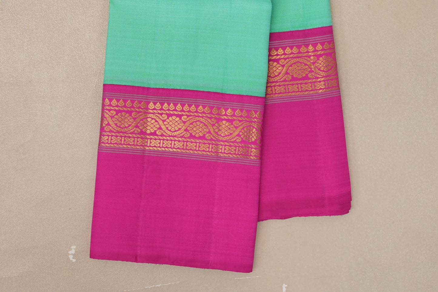 Mint Green Vintage Kanjivaram Silk Saree borders