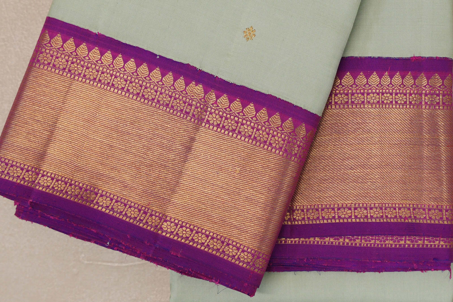 Sage Green Vintage Kanjivaram Silk Saree borders