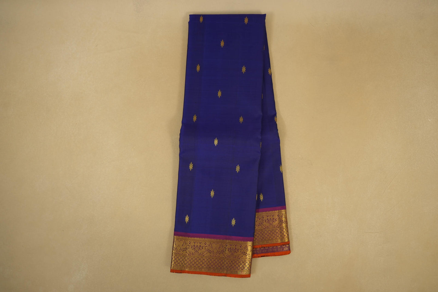 Navy Blue with magenta borders Vintage Kanjivaram Silk Saree