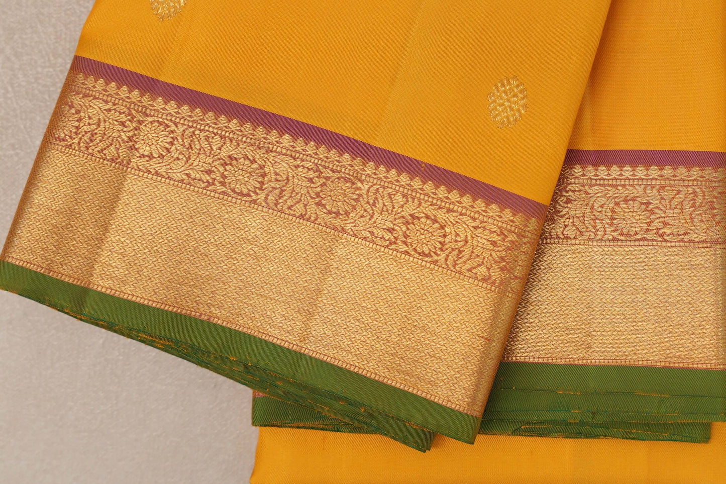 Mango Yellow Vintage Kanjivaram Silk Saree borders