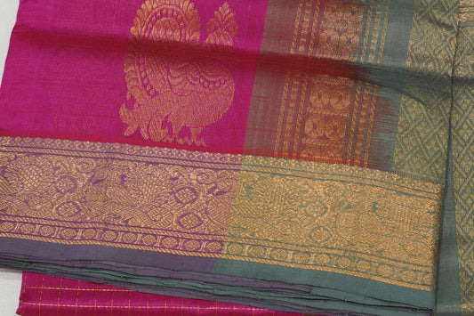 Checked silk cotton saree