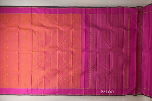 Dual Tone of Pink and Orange Vintage Kanjivaram Silk Saree paloo