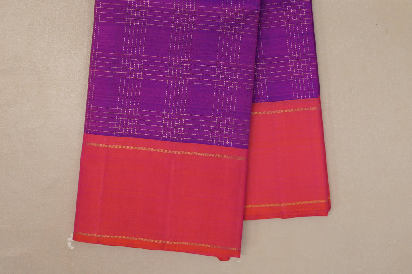 Dual Tone of Pink and Blue Vintage Kanjivaram Silk Saree borders