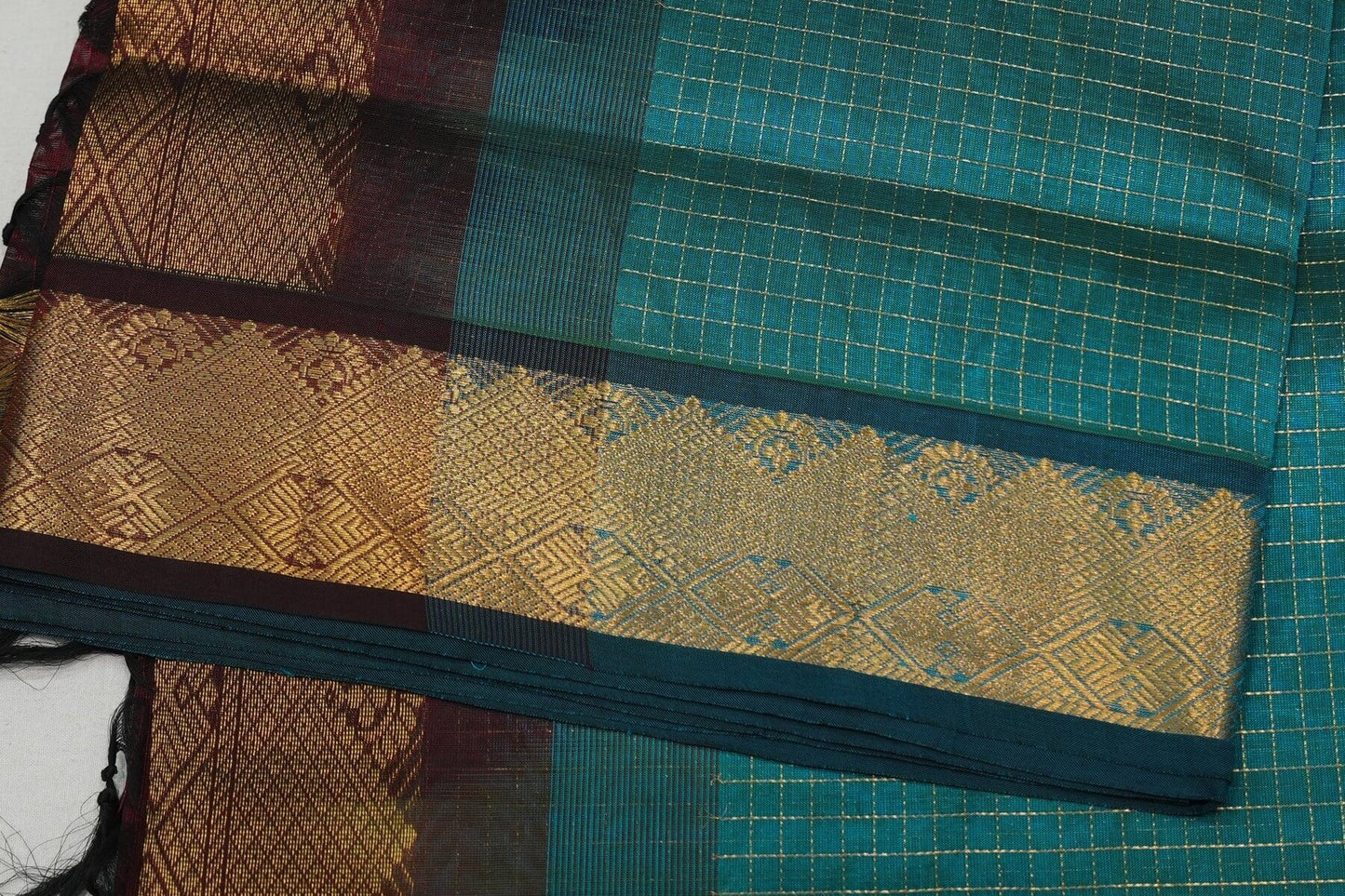 Checked silk cotton saree