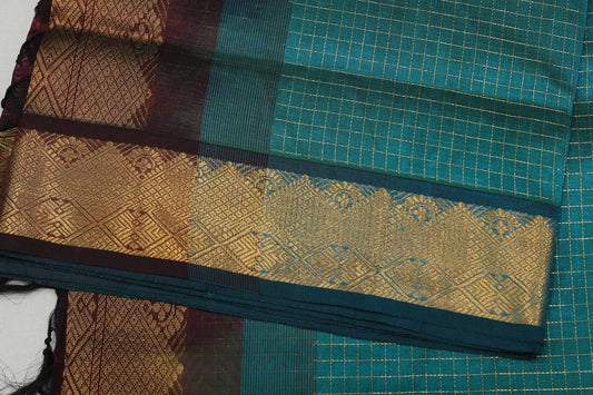 Checked silk cotton saree