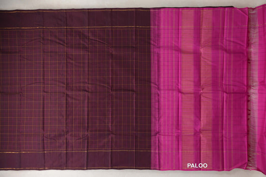 Wine Maroon Vintage Kanjivaram Silk Saree paloo