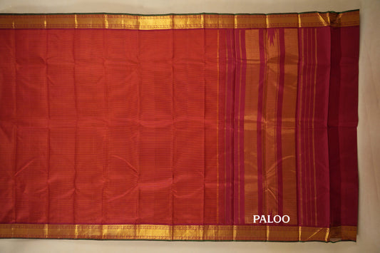 Rust with Maroon Borders Vintage Kanjivaram Silk Saree paloo