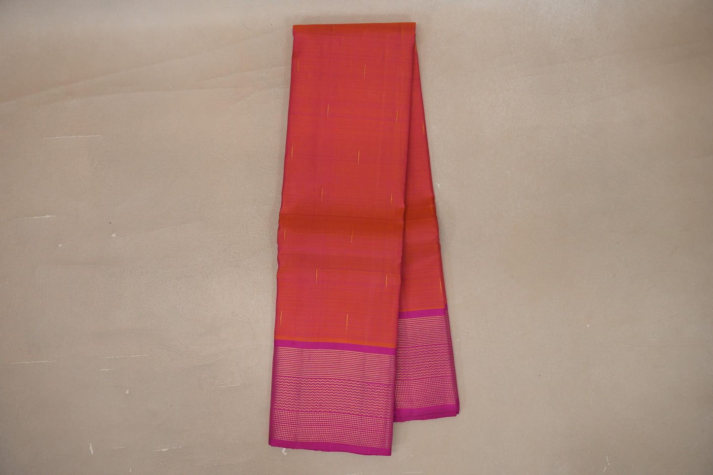 Dual Tone Orangish Pink and Pink Vintage Kanjivaram Silk Saree by Shreenivas Silks PSSR019384