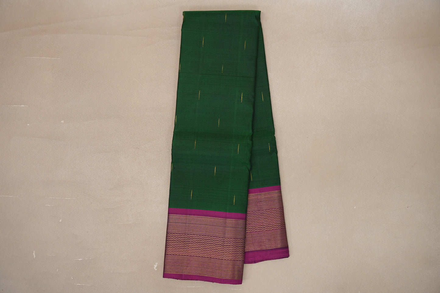 Deep green with Deep Magenta border Vintage Kanjivaram Silk Saree by Shreenivas Silks PSSR019385