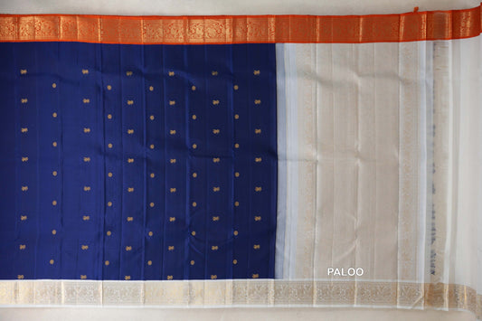 Deep Royal Blue Vintage Kanjivaram Silk Saree paloo