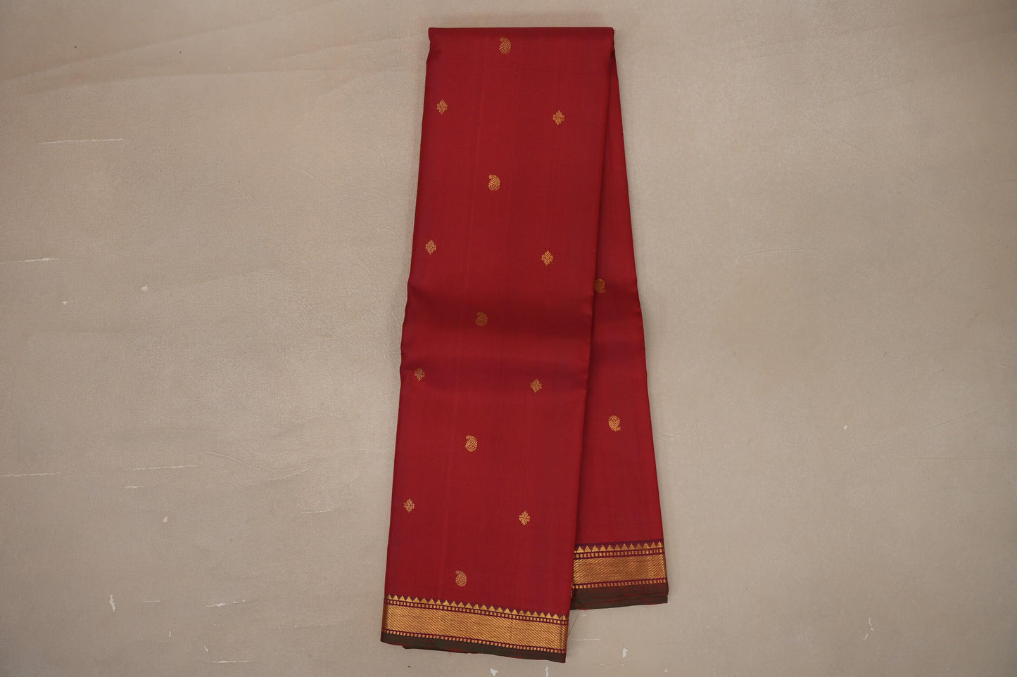 Deep Reddish Maroon Vintage Kanjivaram Silk Saree by Shreenivas Silks PSSR019392