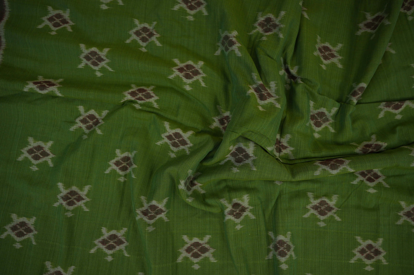 Light Green Ikat Cotton Saree zoom