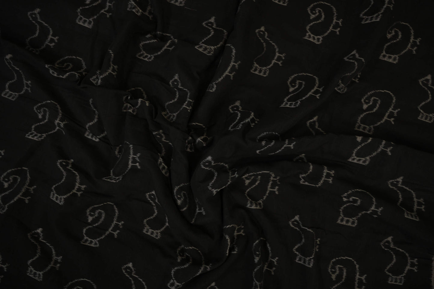 Black Ikat Cotton Saree Zoom