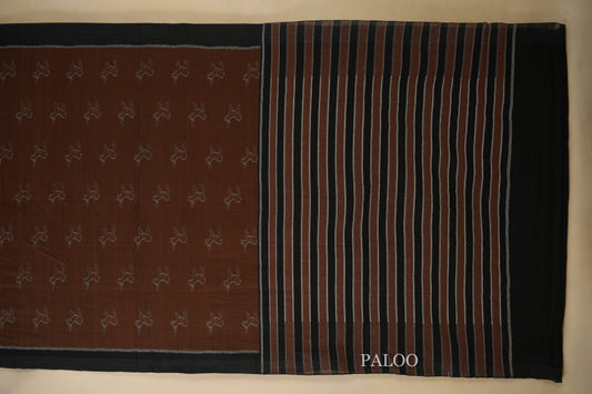 Multi Color with Black Borders Ikat Cotton Saree Paloo