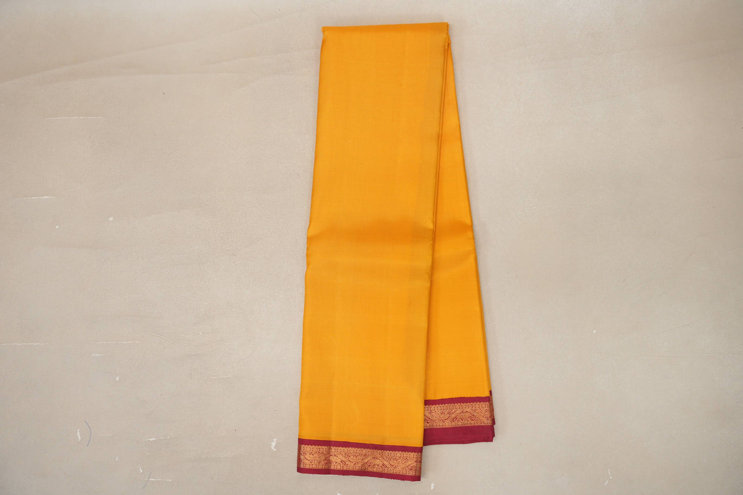 Mustard with Maroon Borders Vintage Kanjivaram Silk Saree by Shreenivas Silks PSSR019428