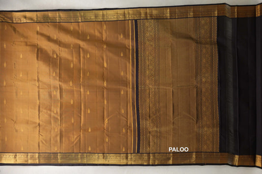 Antique Mustard Gold Vintage Kanjivaram Silk Saree paloo