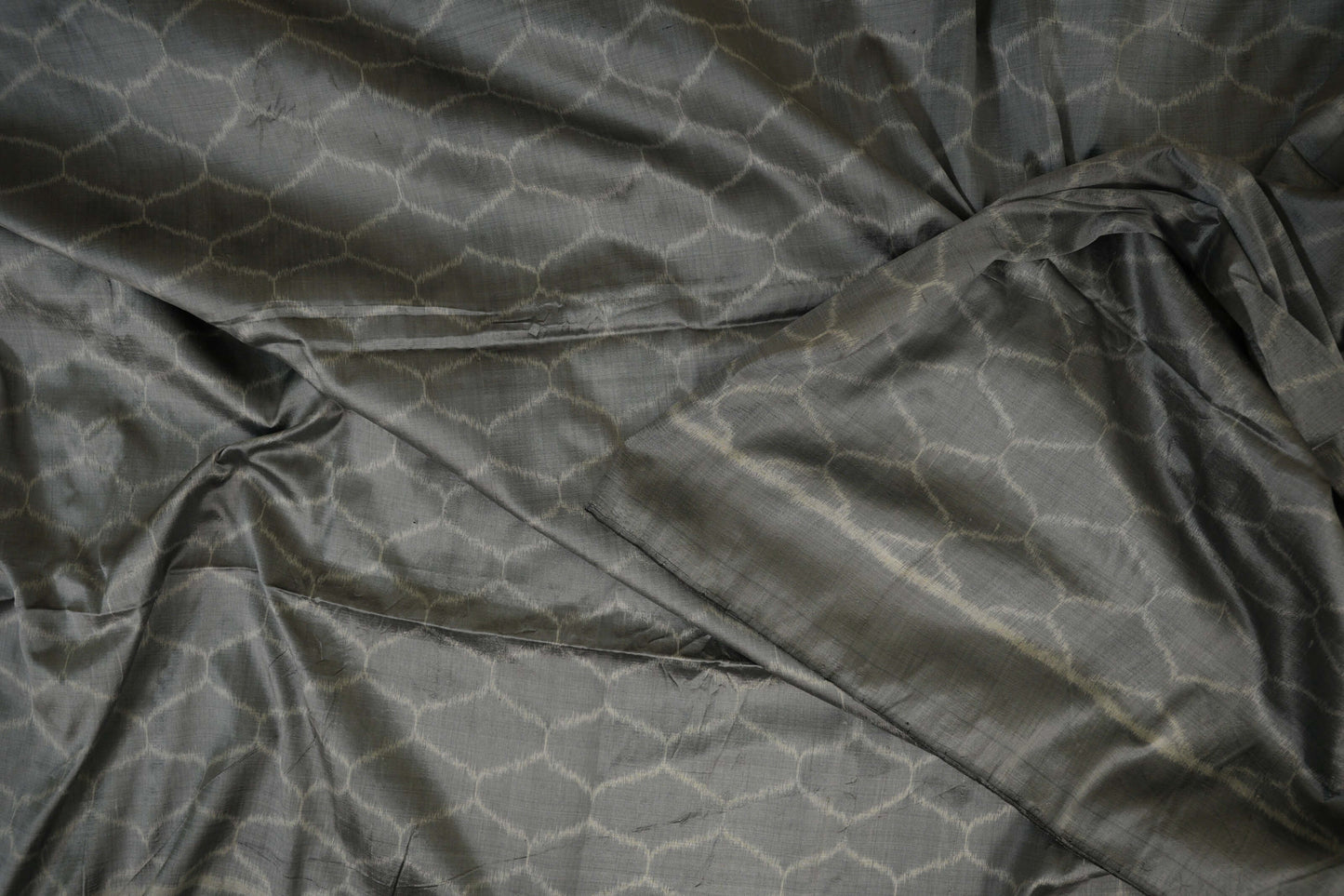 Grey Ikat Silk Saree Zoom
