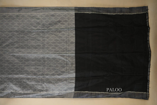 Grey Ikat Silk Saree Paloo