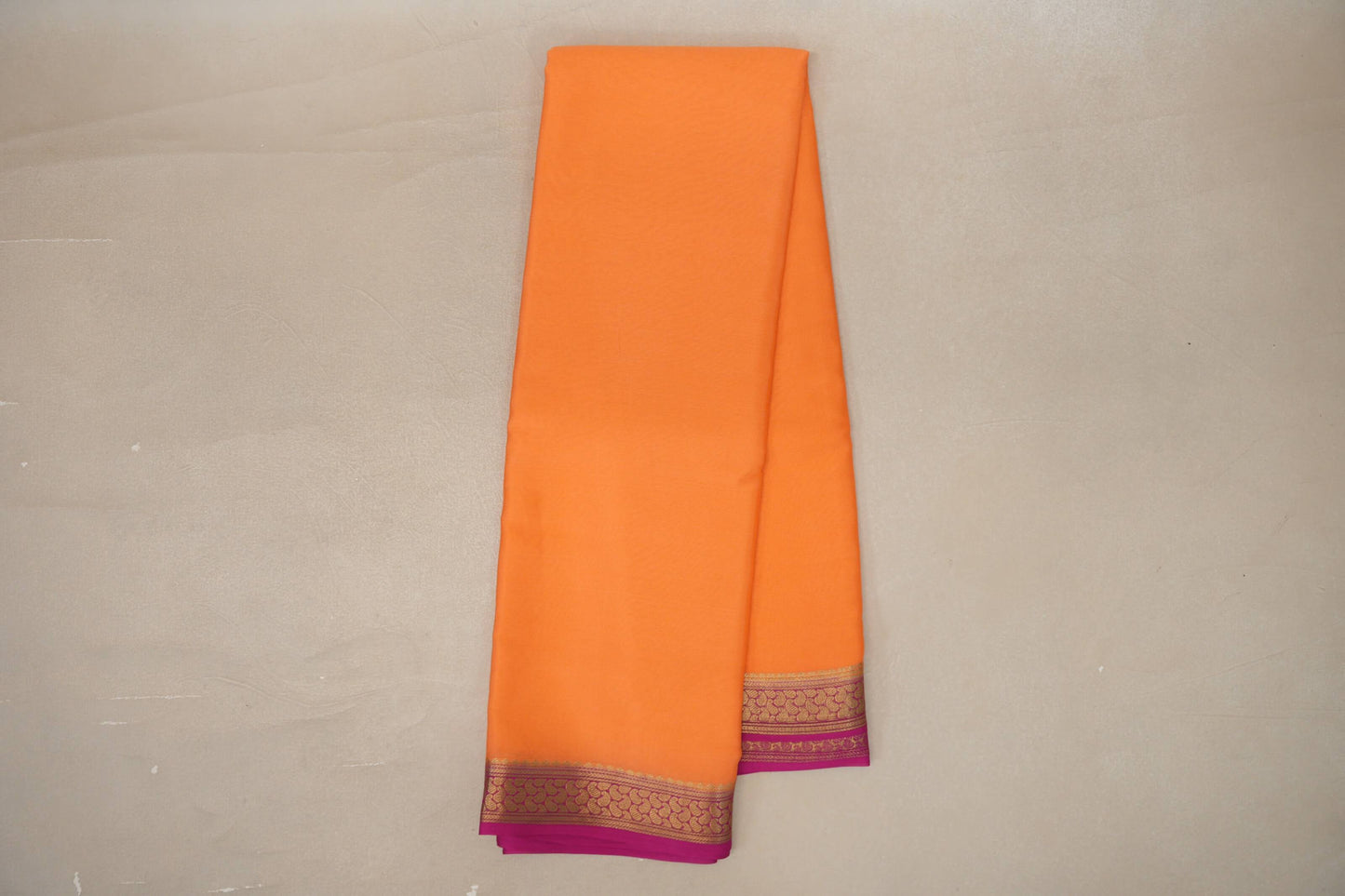 Light orange with Pink Mysore Silk Saree by Shreenivas Silks PSSR019437