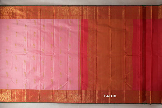 Pastel Pink Light Weight Kanchipuram Silk Saree paloo