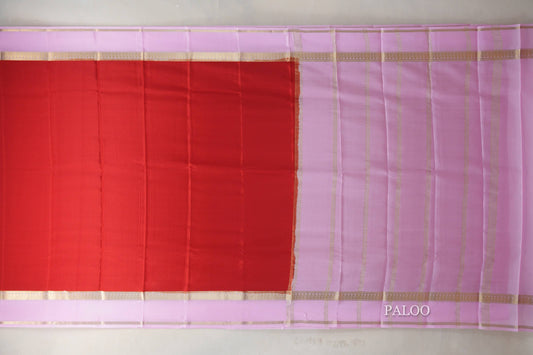 Chilli red with Baby Pink Mysore Silk Saree by Shreenivas Silks PSSR019446