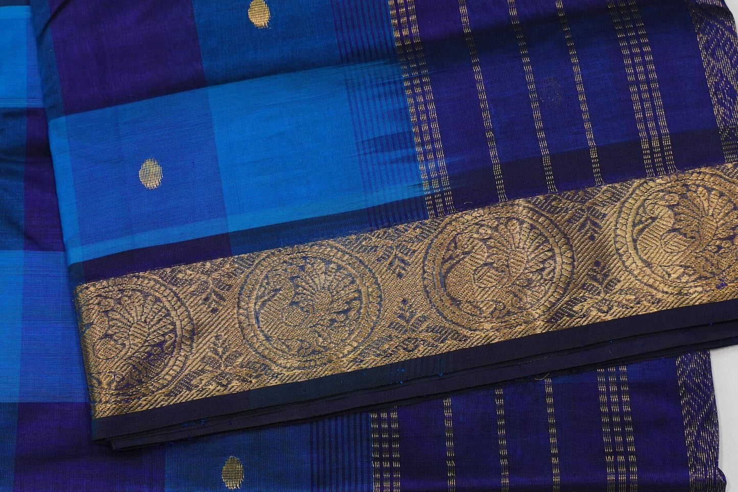 Checked vintage silk cotton saree