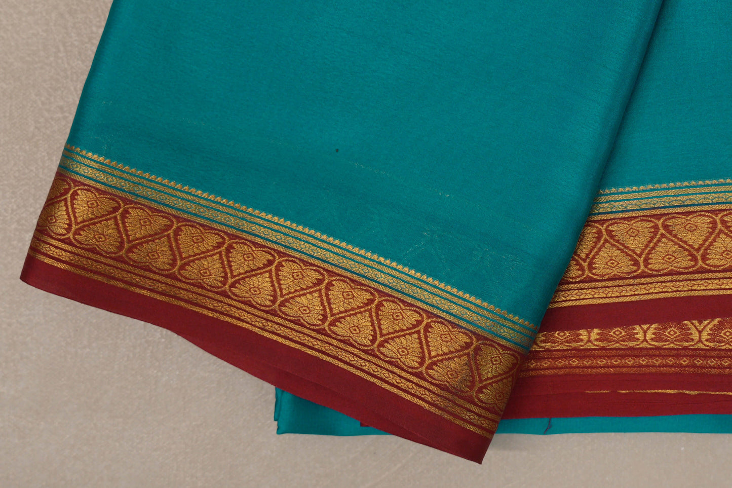 Rama Green with Maroon Borders Mysore Silk Saree by Shreenivas Silks PSSR019449