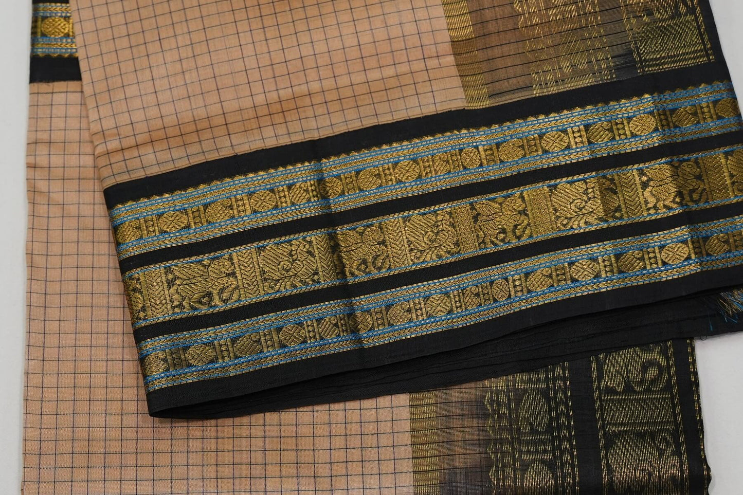 Checked vintage silk cotton saree