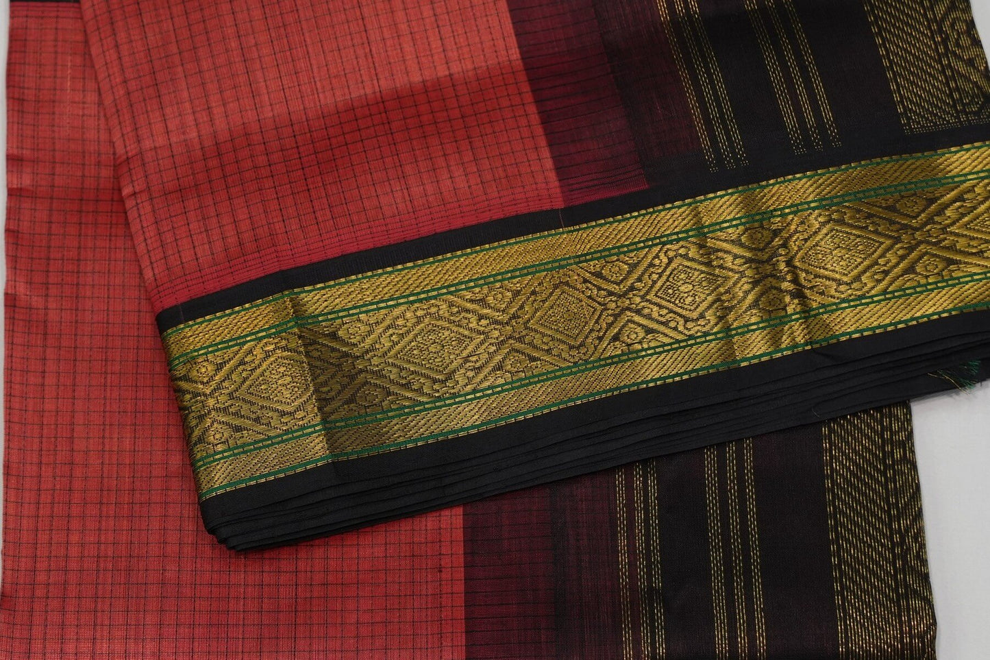 Checked vintage silk cotton saree