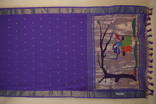Violet Paithani Cotton Saree paloo