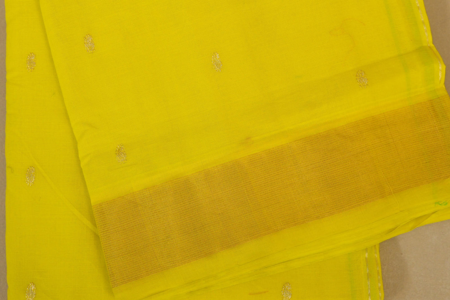 Lemon yellow Paithani Cotton Saree border