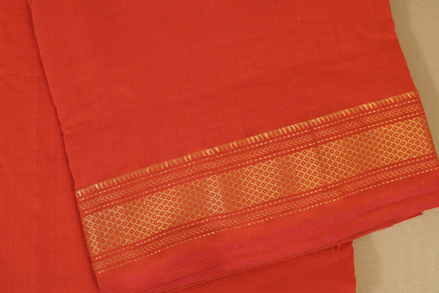 Pinkish orange Paithani Cotton Saree border
