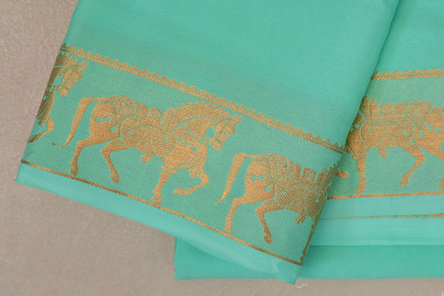Pastel Mint Green with Self Borders Mysore Silk Saree by Shreenivas Silks PSSR019469