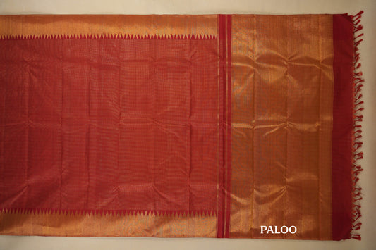 Maroon Vintage Kanjivaram Silk Saree paloo