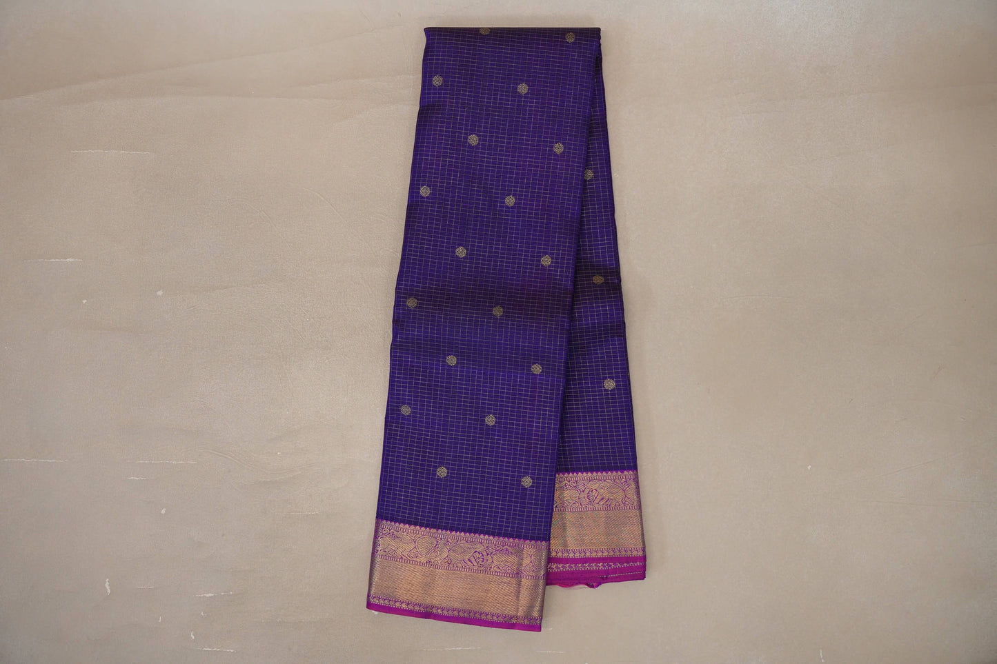 Indigo violet Vintage Heirloom Kanjivaram Silk Saree by Shreenivas Silks PSSR019473