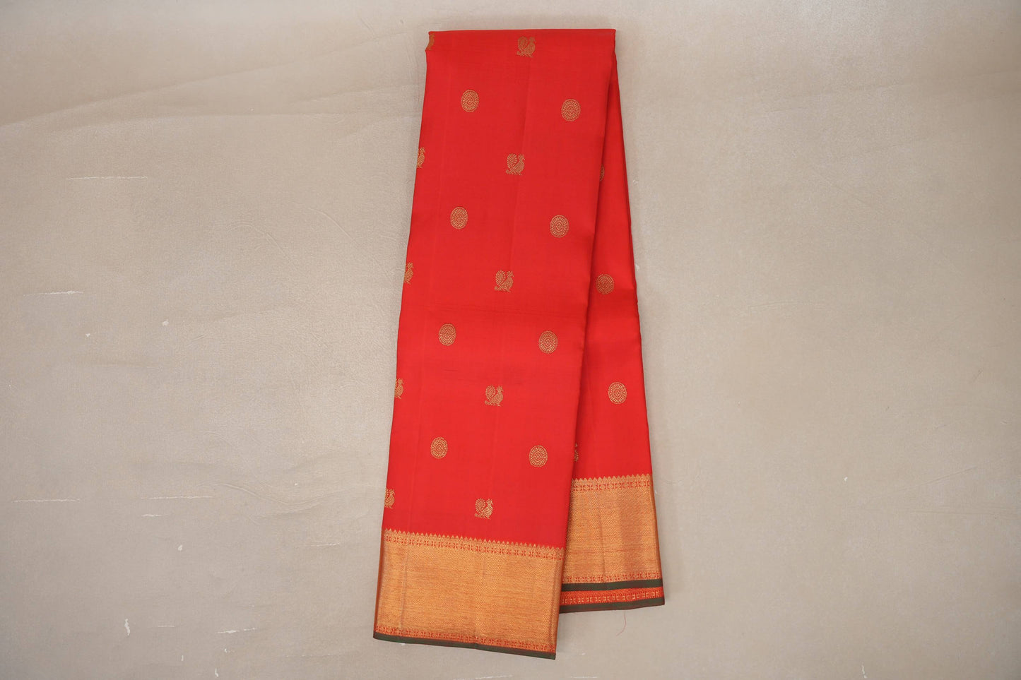 Bright Orangish Red Vintage Heirloom Kanjivaram Silk Saree by Shreenivas Silks PSSR019476