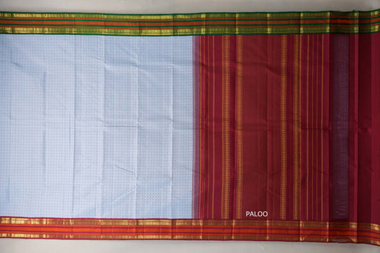 Bluish grey Vintage Kanjivaram Silk Saree by Shreenivas Silks PSSR019477