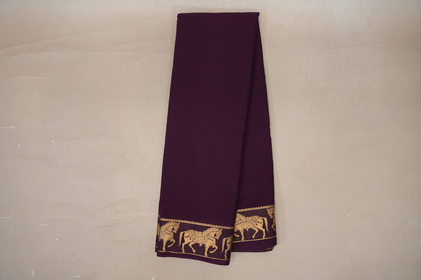 Deep Plum with Self Borders Mysore Silk Saree by Shreenivas Silks PSSR019478