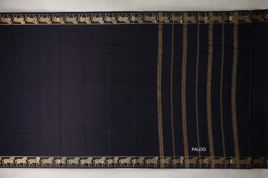 Black with Self Borders Mysore Silk Saree by Shreenivas Silks PSSR019481