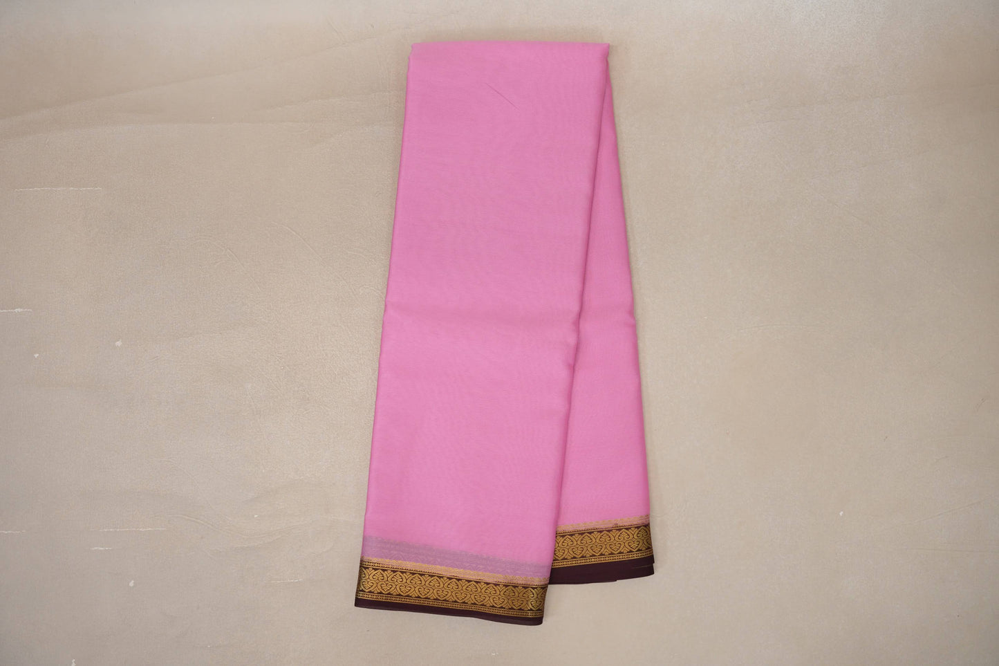 Dusty rose pink with Dark Coffee Brown borders Mysore Silk Saree by Shreenivas Silks PSSR019490