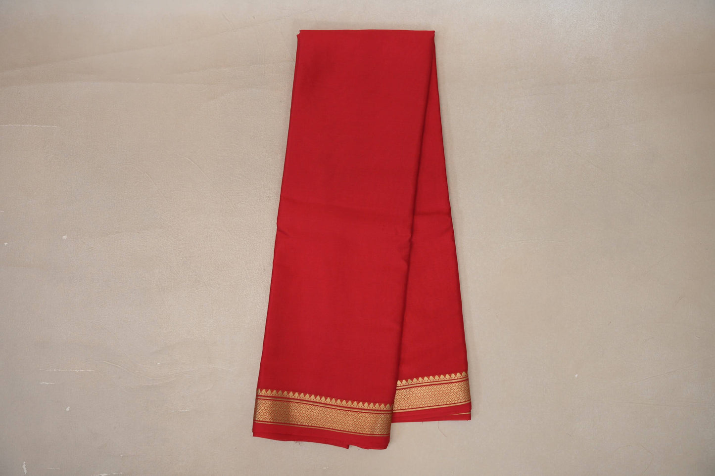 Bright Red with self borders Mysore Silk Saree by Shreenivas Silks PSSR019494