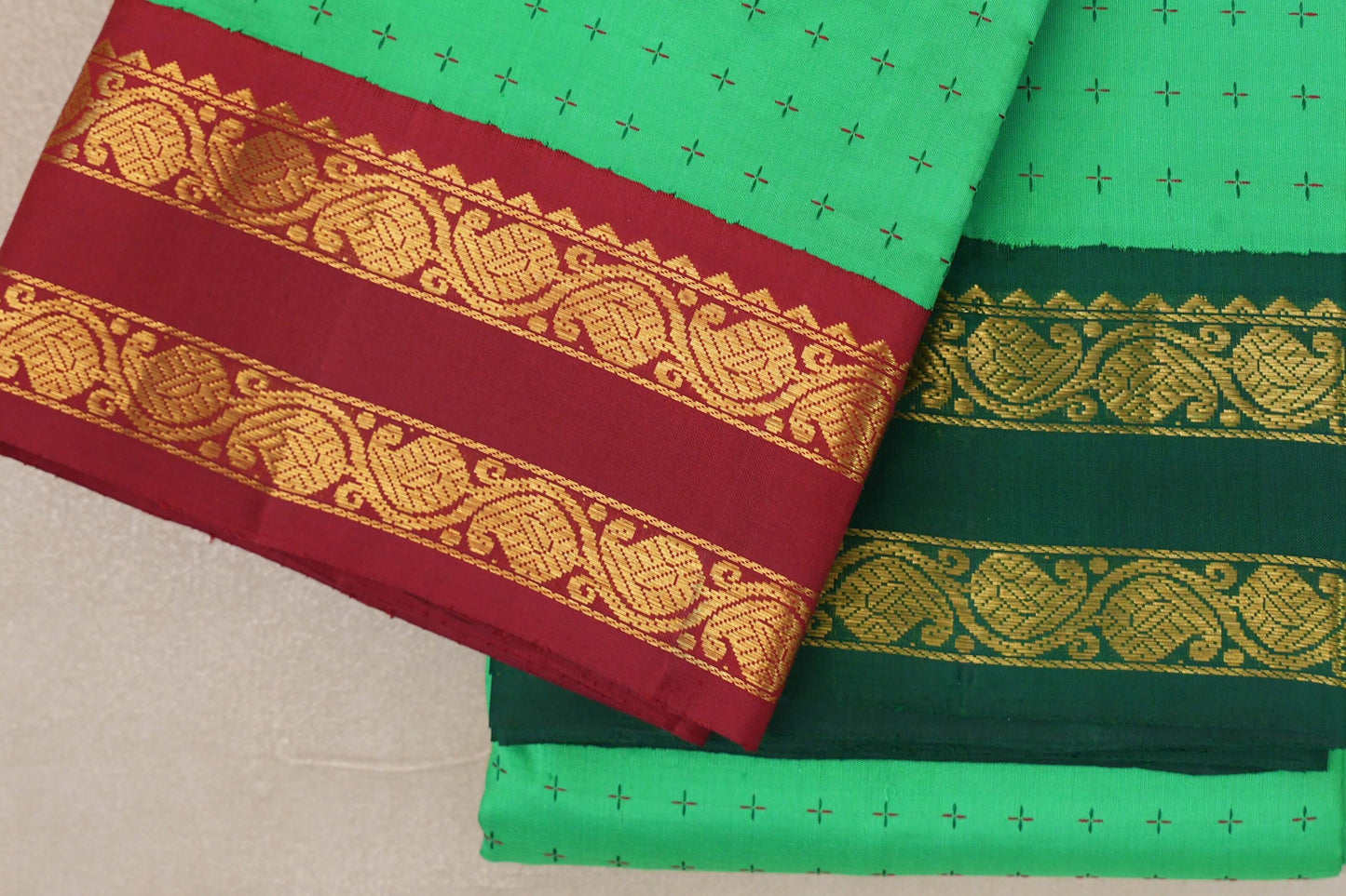 Spring Green Vintage Kanjivaram Silk Saree borders
