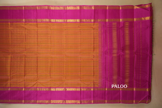 Pinkish Orange with Pink Borders Vintage Kanjivaram Silk Saree by Shreenivas Silks PSSR018376