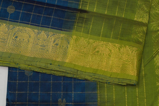 Online checked nine and half yards silk cotton saree