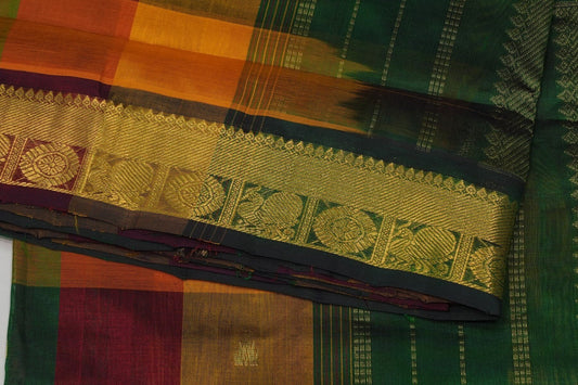 Online checked nine and half yards silk cotton saree