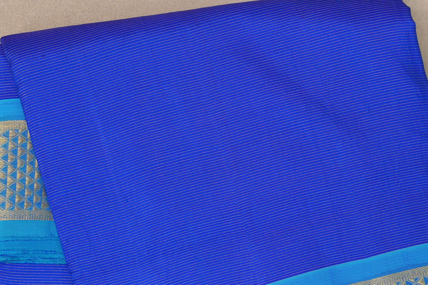 Bright Blue with aqua blue borders Ten Yards Silk Saree by Shreenivas Silks PSSR019561